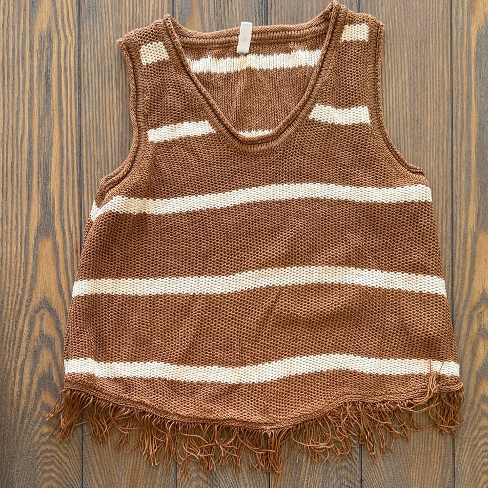 Wishlist Tan and Cream Knit Top
